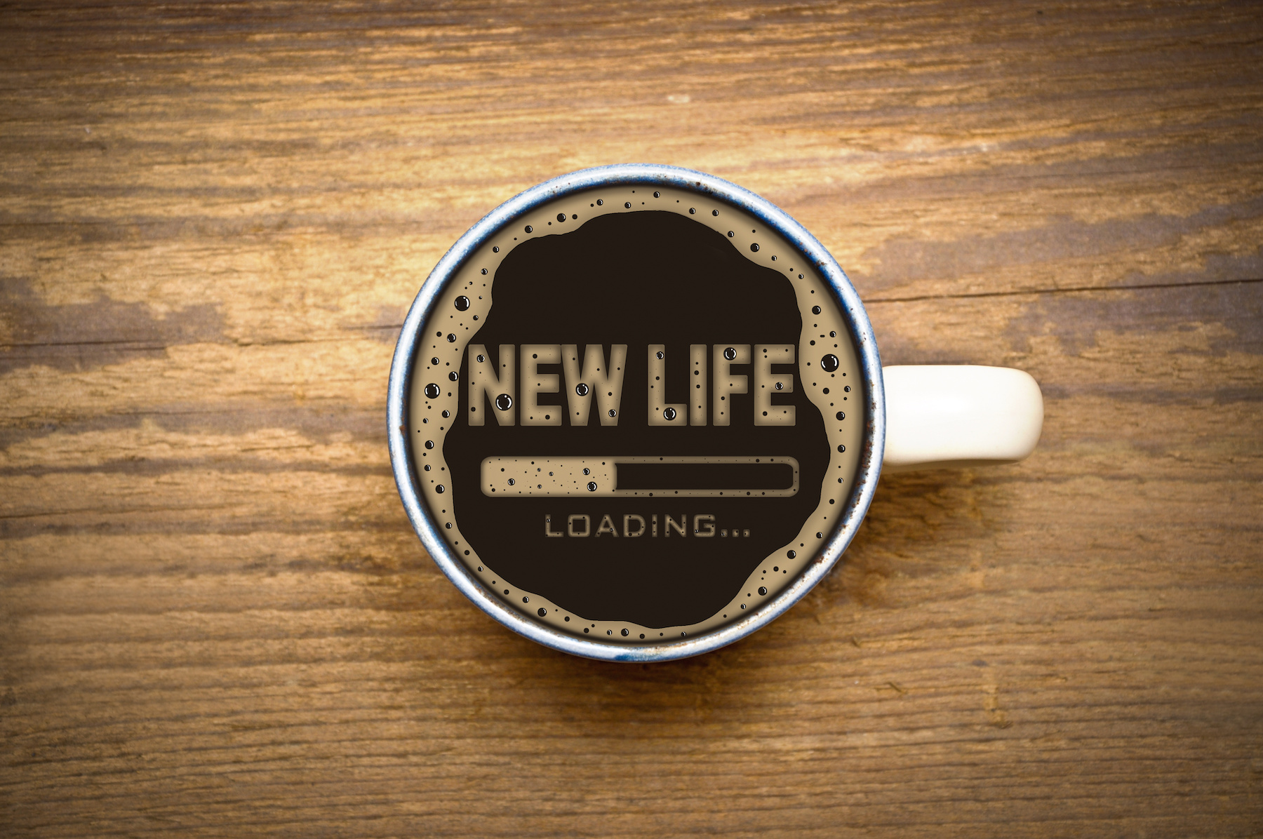 Yoga as lifestyle medicine New life loading symbol, displayed in coffee foam